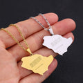 Vintage Arabic Letter Necklace Glossy Gold Plating Stainless Steel Saudi Arabia Map Pendant Middle Wedding Christian Christian