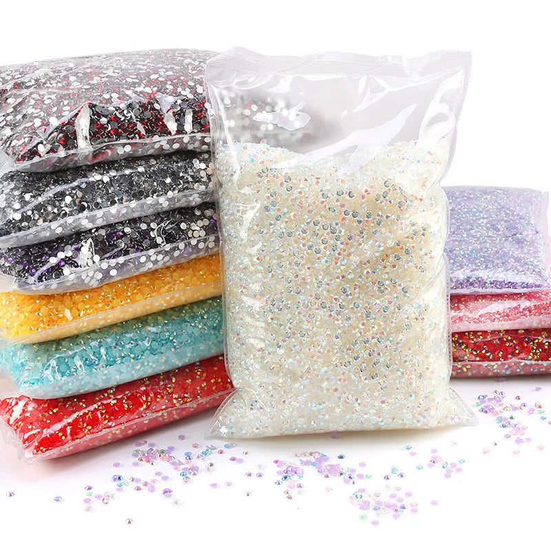 Opp Bag Colors High Grade 2 Bags Round Shape Rhinestones Lan Guang Non Hot Fix Flat Back Jelly AB Resin Loose Bulk 2/3/4/5/6mm