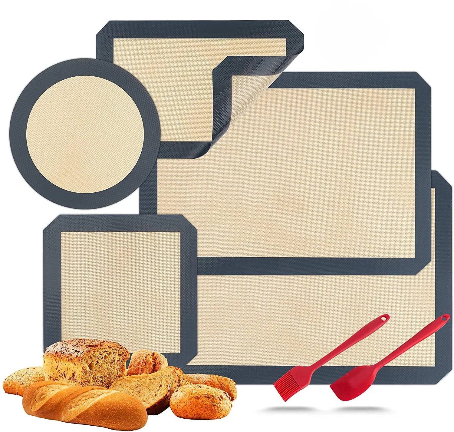 Custom Hot Sale Home Use Baking Sheets Silicone Pastry Mat Large Baking Mat Set Multi Colors Half Sheets Silicon Baking Mat