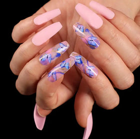 Wholesale High Quality Luxury Long Coffin Ballerina pink Artificial Fingernails Press on Nails Long Gel Nails Tip