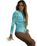 KY All Over Print Long Sleeve Tankini Swim Rash Guard 1 Piece for Women Muslim Swimwear Spandex/Polyester Eco-Friendly