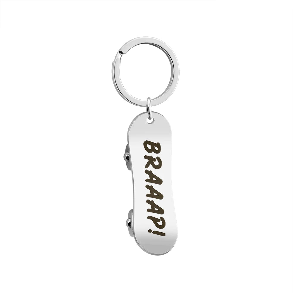 New Arrival Customized Stainless Steel Scooter Shape Keychains Fashion Metal Keychains with Engraved Logo Graphics