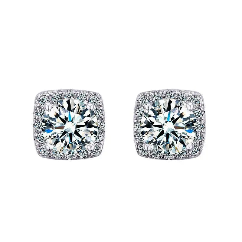 JOYFFO  Trendy Women's Moissanite  Stud Earrings 925 Sterling Silver Hypoallergenic Wedding Jewelry Fashion