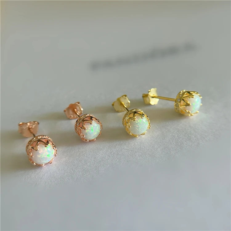 925 Sterling Silver Newest Design Minimalist Design Opal Brand Earrings for Women