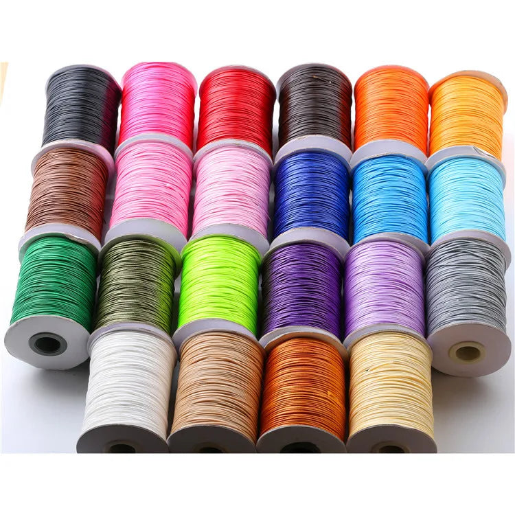 1mm 1.5mm 2mm 18K Gold Plated Waxed Braided Linhasita Cord Rope Nylon Thread String Strap Necklace for Jewelry Making