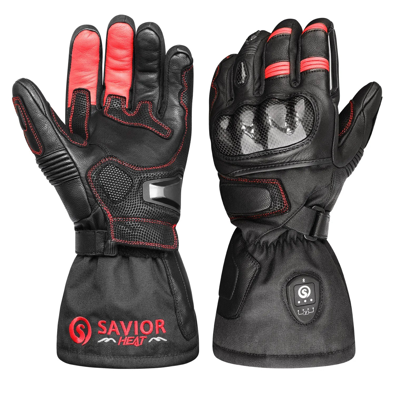 For Savior Men's Waterproof Breathable Heated Motorcycle Gloves Custom Rechargeable Battery Leather for Outdoor Gym Use for