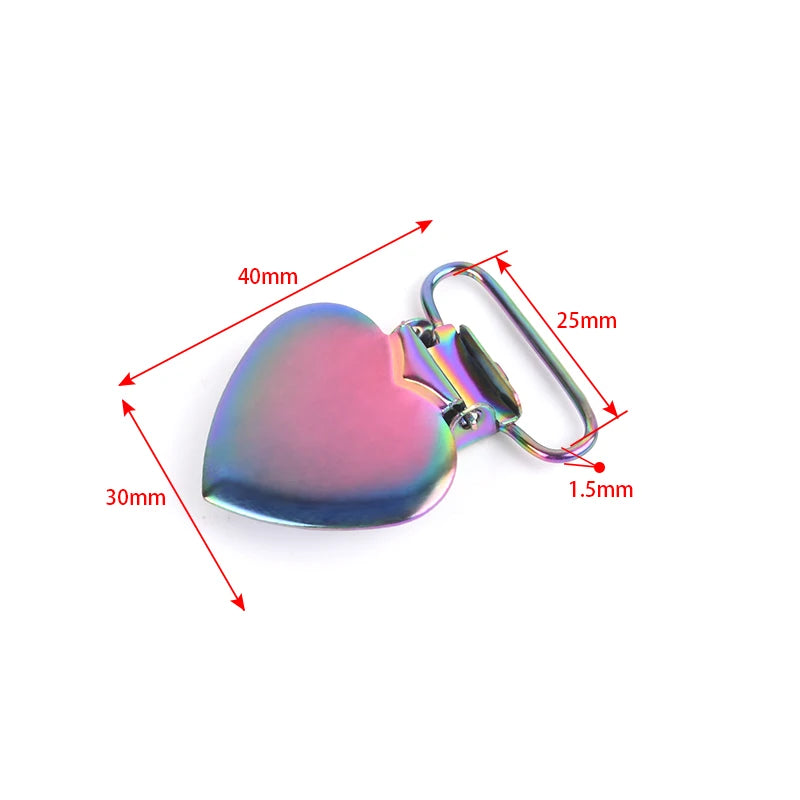 Ivoduff 25mm rainbow Suspender Clip Heart Shape Metal Clip