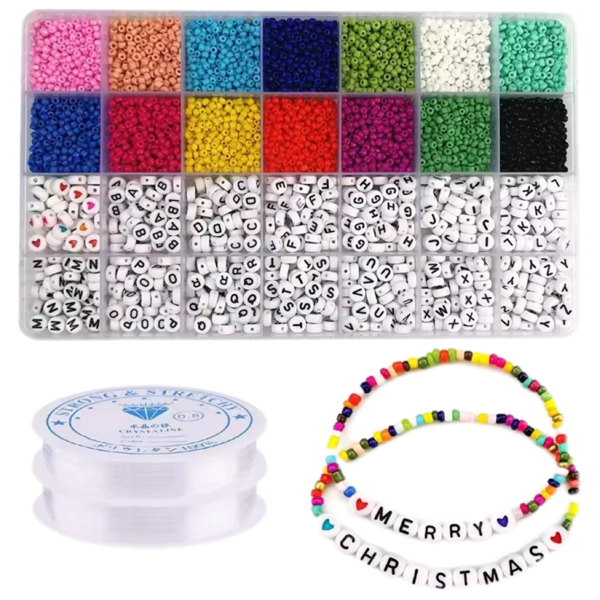 PZ007-008 DIY Jewelry Accessories 28 Grid 5000 Rice Loose  Beads Boxed Accessories A-Z 26 Alphabet Beads  Models