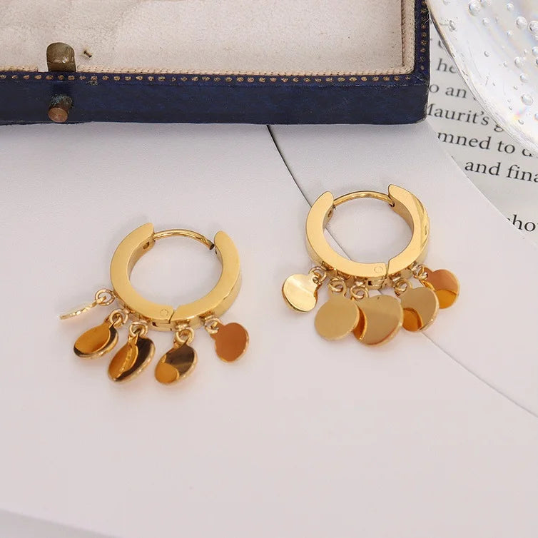 Wholesale Small Round Pendant 316l Stainless Steel Earrings Gold Plated Stainless Steel Hoop Earring
