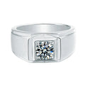 R.GEM. Classic S925 Silver Rhodium Plated 1CT Round Brilliant Cut Moissanite Ring Wholesale for Men Women
