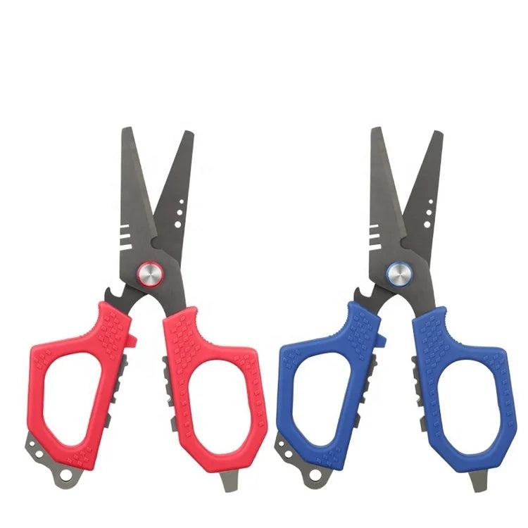 Hot Selling Product Multifunctional Fishing Shear Fishing Braid Line Coating Fishing Scissors With Pp Sheath