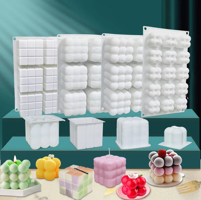 3D Silicone Molds for Baking for Chocolate Cake Pastry Mousse Dessert Trifle Bubble Candle Comprehensive Cake Tools Set