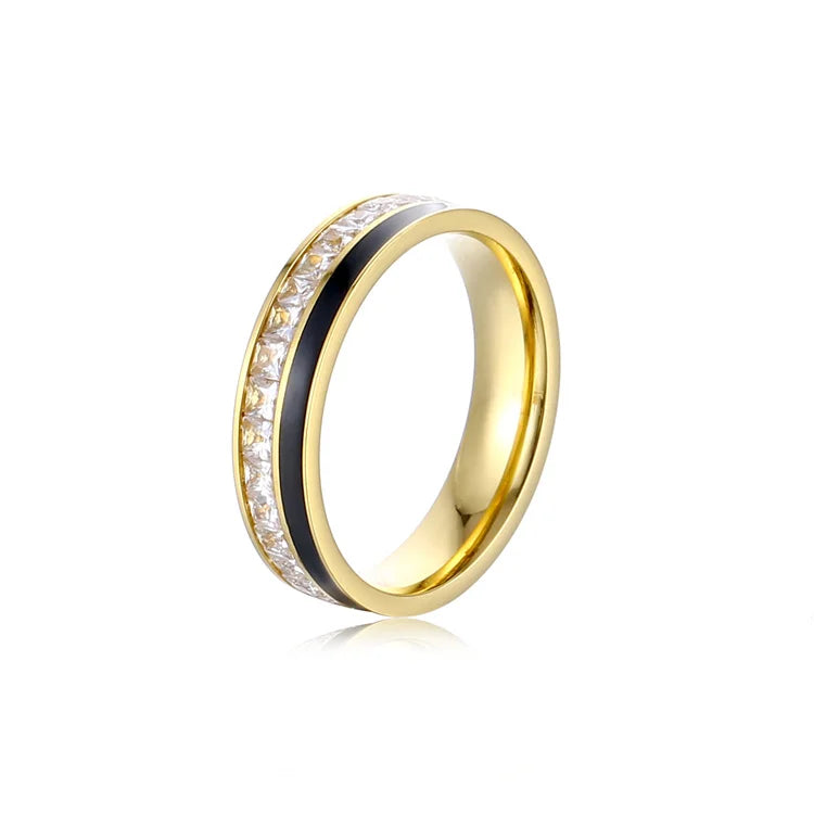 10% Discount No Fade Gold Ring Stainless Steel Cubic Zirconia Diamond Ring for Women