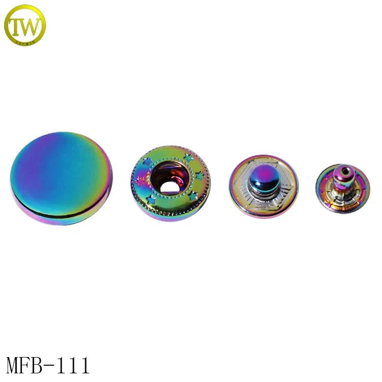 Custom Garment Accessories rainbow Round 4 Part Spring Metal Snap Button for Clothes