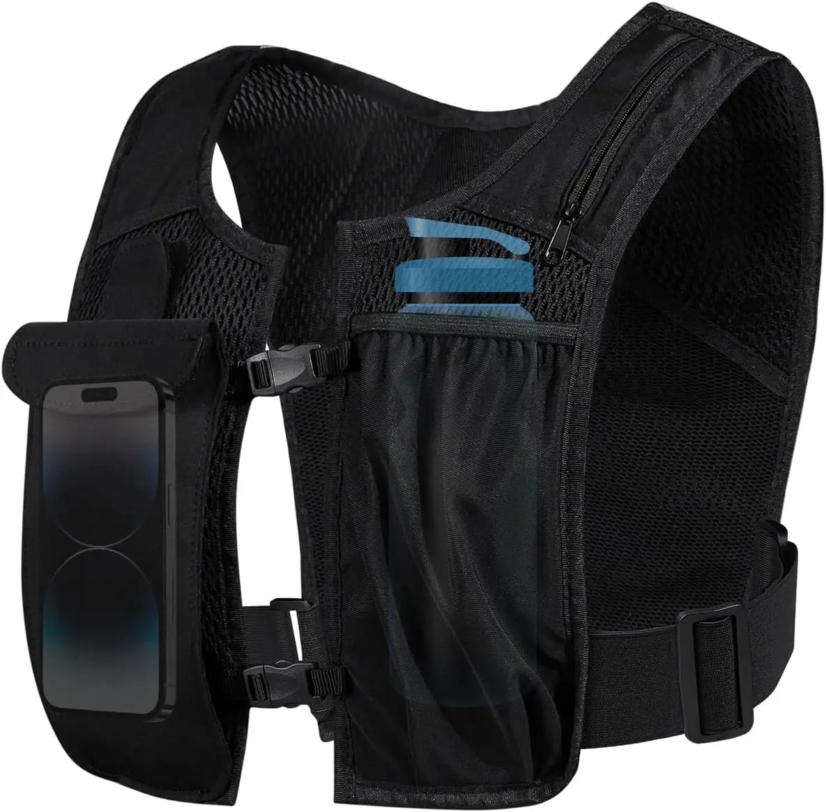 Breathable Design Waterproof Portable Polyester Phone Pouch and 500ml Soft Flask Hydration Vest Bag