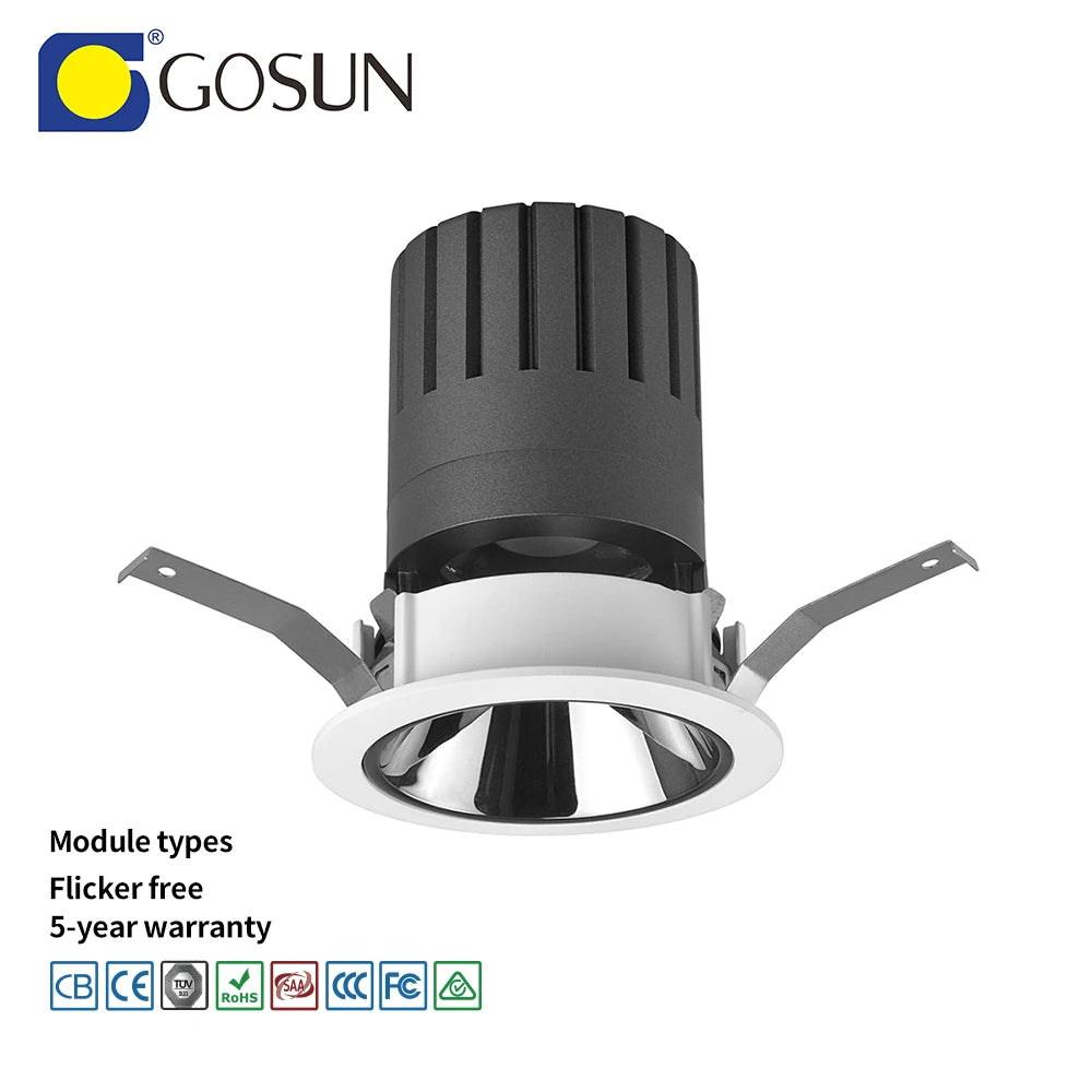 GOSUN Direct Sales Trimless Round and square Recessed Triac Dimmable Down Light for Hotel Downlights LED Rotatable Downlight