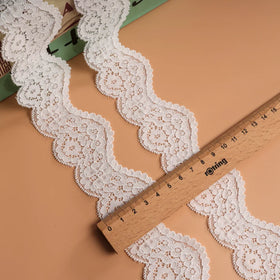 Factory Custom Wedding Lace Trim Fabric 8.5cm Elastic Knitted Eco-Friendly Lace Edge for Dresses & Hats
