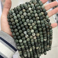 Natural Green Wood Grain Stone Loose Bead Snake Grain Stone Round Bead Wholesale in Stock