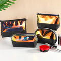 Luxury Fashion Lady Holographic PU Leather Makeup Cosmetic Toiletry Bag Set Letter Logo Printed Custom Black Zipper Pouch Gift