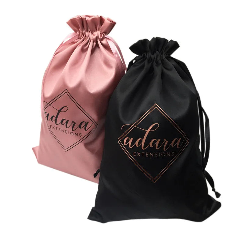 Adjustable Elastic Wig Band 100% Silk Black Customizable Storage Bag for Wigs Protects Hair Damage