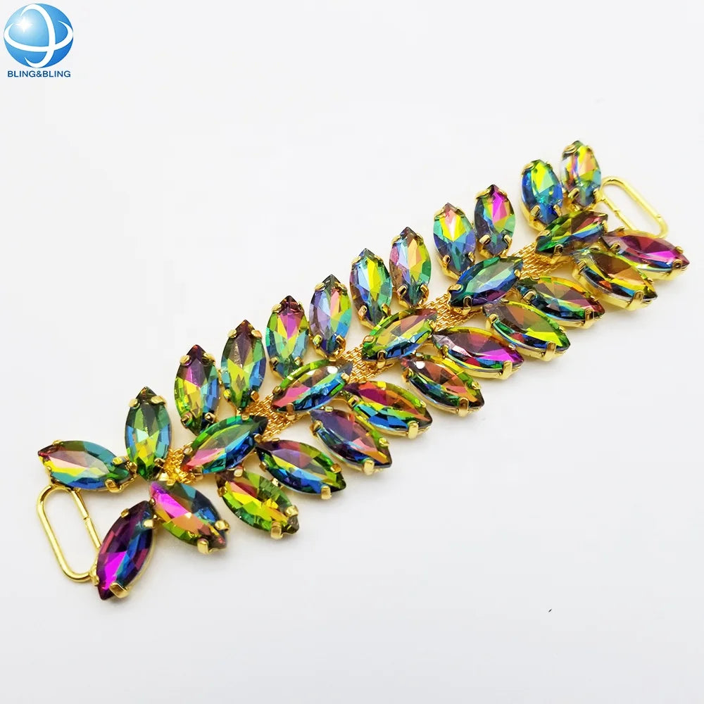 Hot--Sale Rhinestone Bikini Connector Gold Tone Bikini Chain Connector Waterproof Swimwear Buckle Accessory for Beachwear
