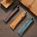 Custom Handmade Protective Sleeve Cover Crazy Horse Genuine Leather Pen Case Pouch for Pencil Stylus Creative Gift