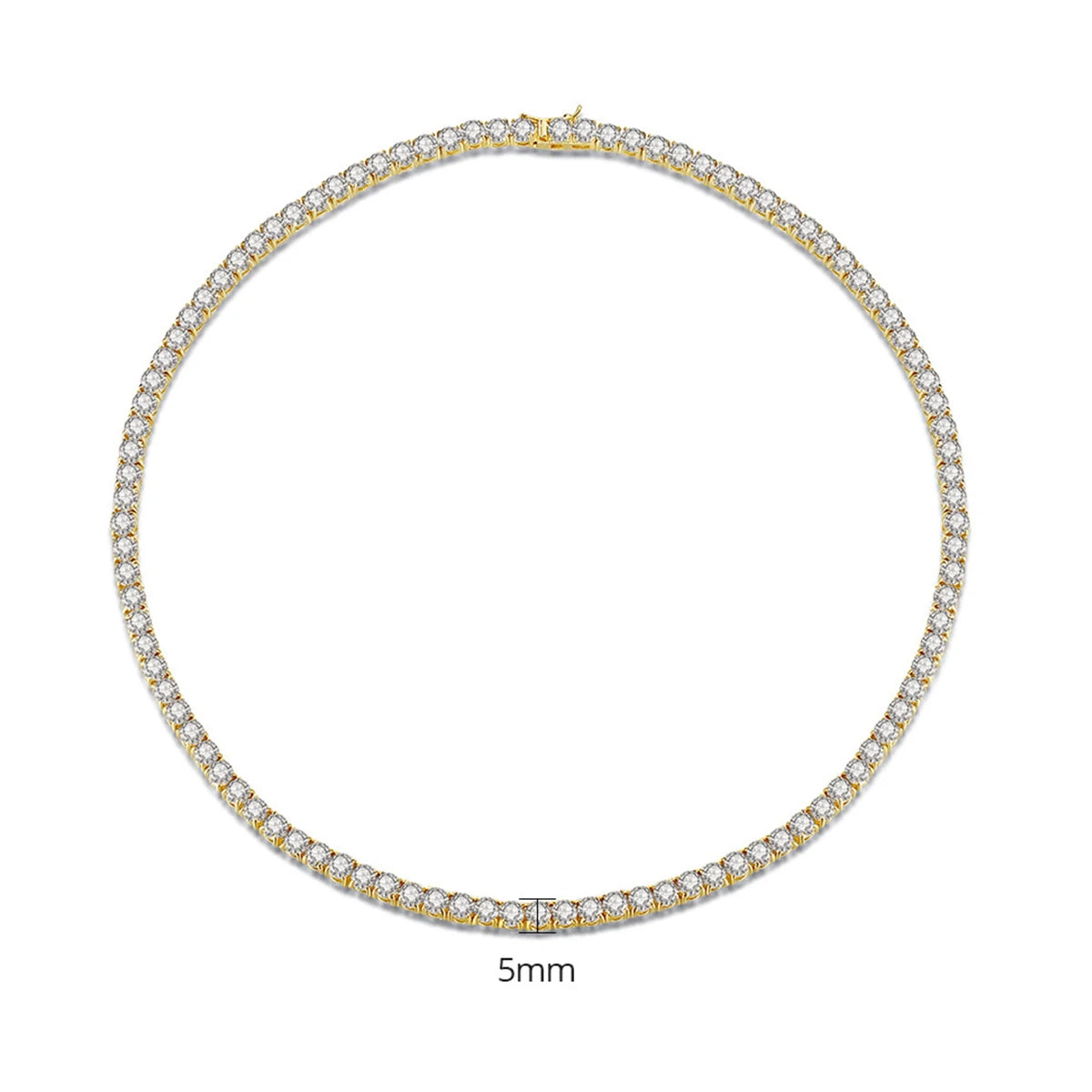 LUOTEEMI 5mm Tennis Chain Diamond Necklace Iced Out Hip Hop Golden Tennis Chain Bling CZ Necklace