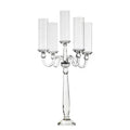 Wholesale Glass Cylinders 5 Arm Crystal Glass Candelabra for Wedding Table Decoration