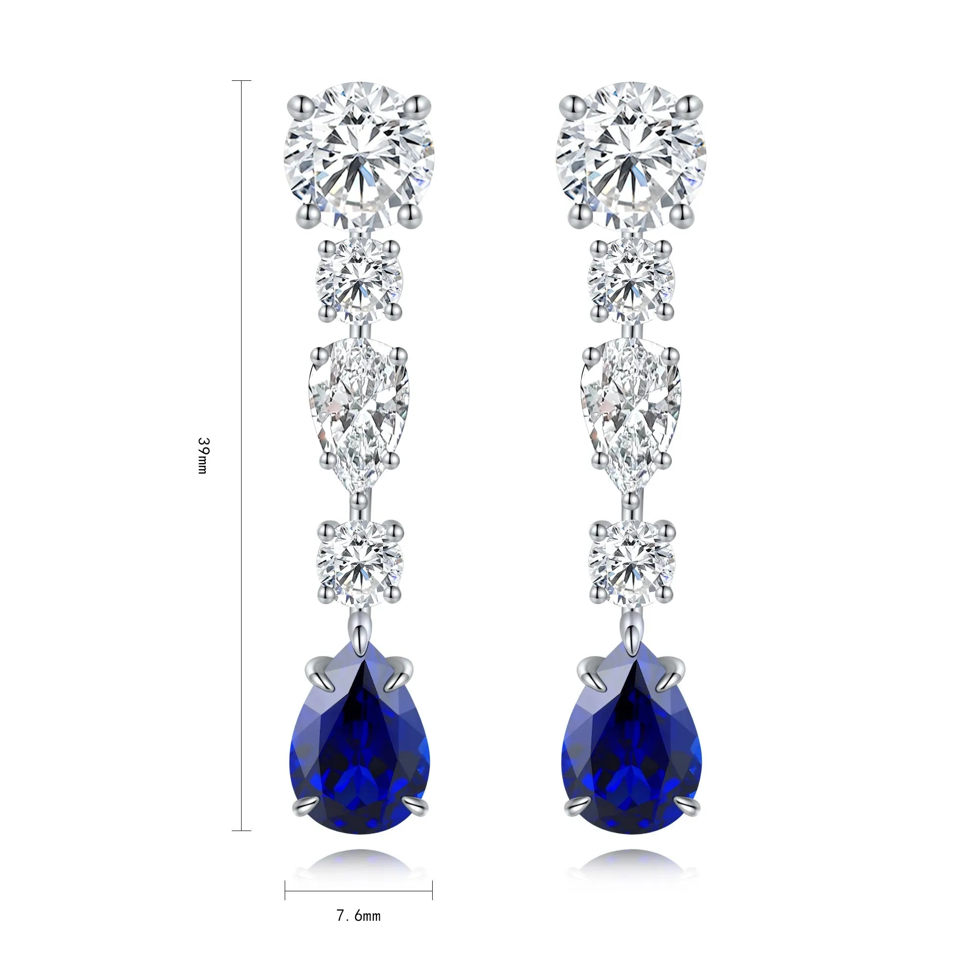 New Arrival Fashion S925 Silver Pear Cut Lab Grown Sapphire Stud Earring Trend Personalized Design Fine Jewelry Earrings