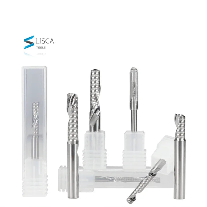 LISCA 5A Grade Single Flute End Mill up Cut 4/6/8mm Shank CNC Milling Cutter Aluminum Cutting Milling Bit Carbide Milling