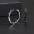 RZ0006 Abiding Fine Jewelry Custom Round 3mm Diffusion Natural Blue Sapphire Gemstone Small Sterling Silver Hoop Earrings