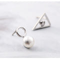 New Hot Fashion 925 Sterling Silver Triangular Pearl Temperament Earrings for Women Girls Gift Fashion Statement Jewelry