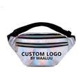 WAALUU Custom Fashion Holographic Leather Waist Bag Designer Custom Waist Bag Waterproof Women Fanny Pack Waist Bag