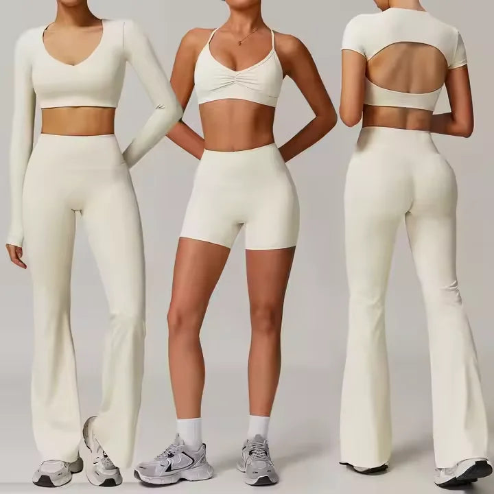 BNICE 9172 Womens Yoga Sets Sports Backless Vest Yoga Pants Wholesale Flare Leggings Two Pieces Set Sportswear Gym Activewear