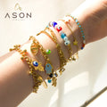 Ason New Exquisite Bracelets En Acier Inoxydable Ason Jewelry Wholesale Hypoallergenic Colored Cubic Zirconia Eye Bracelet