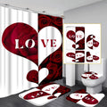 4pcs Romantic Rose Shower Curtain Set with Rugs Enhance Your Bathroom Aesthetic with This Love-Themed Collection