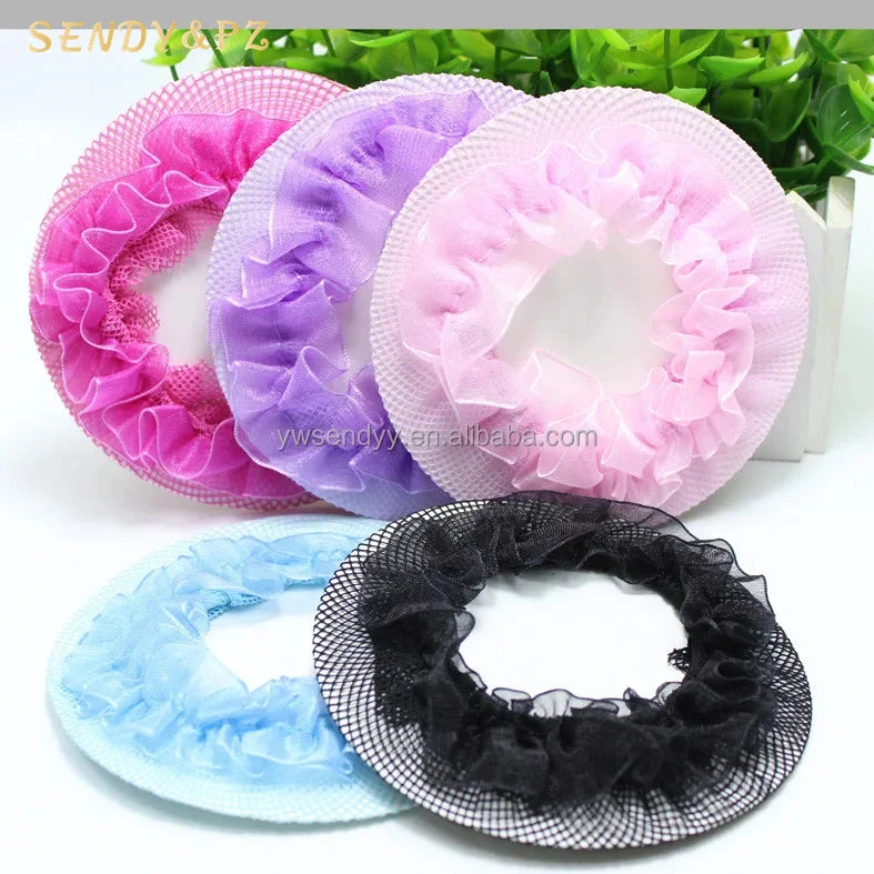 Ballet Black Mesh Hair Net Cap Adjustable Elastic Lace Hair Band Dance Skating Snoods Girls Hair Accessories
