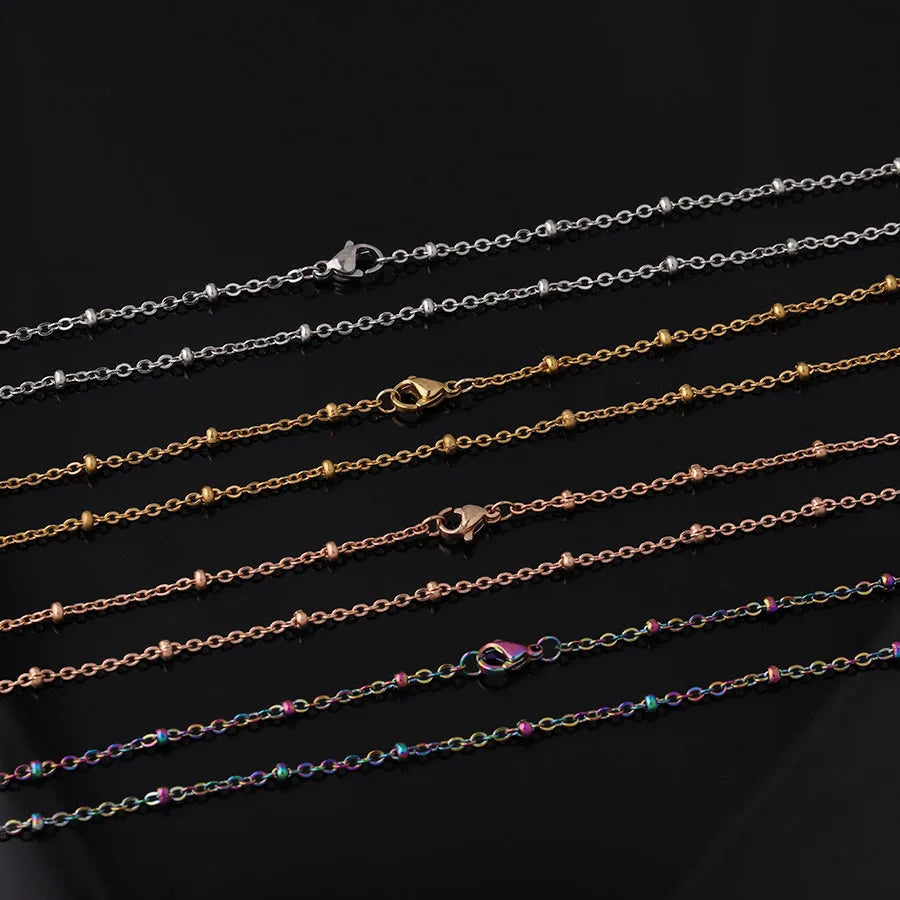 Modern Style Gold Plated Casual Necklace Buckle Cuban Chain Necklace Stainless Steel Half Cuban Chain DIY Jewelry