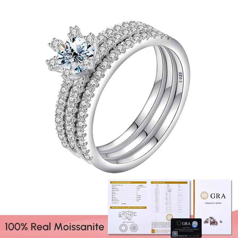 Wholesale 925 Sterling Silver White Gold Plated Gra 5mm  Diamond Moissanite Wedding Ring Set Tennis Band Women Fine Jewelry