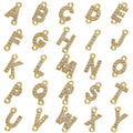 Wholesale Gold Plated Zircon A-Z L0etter Charm Brass Initial Letter Connector for Name Necklace Pendant DIY Jewelry