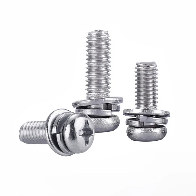 OEM Factory Customised Metric Oval Flat Cushion Spring Round Pan Head Three Combination Screws Stainless Steel