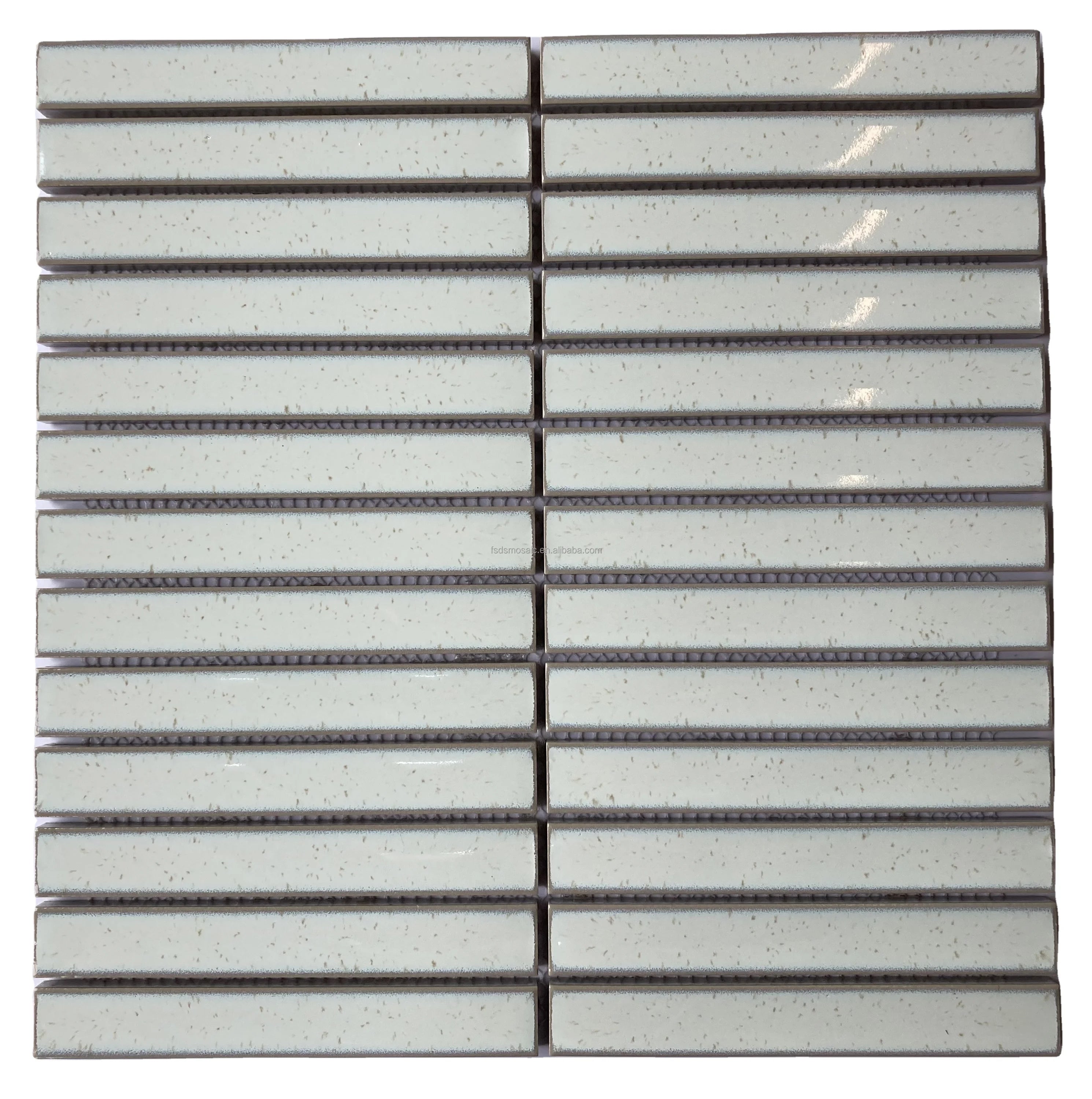 Hot Selling 20*145mm Rectangle Ceramic Mosaic Tile Finger Kit Kat Cream White Strip Chip Sizes Mosaic for Kitchen Backsplash
