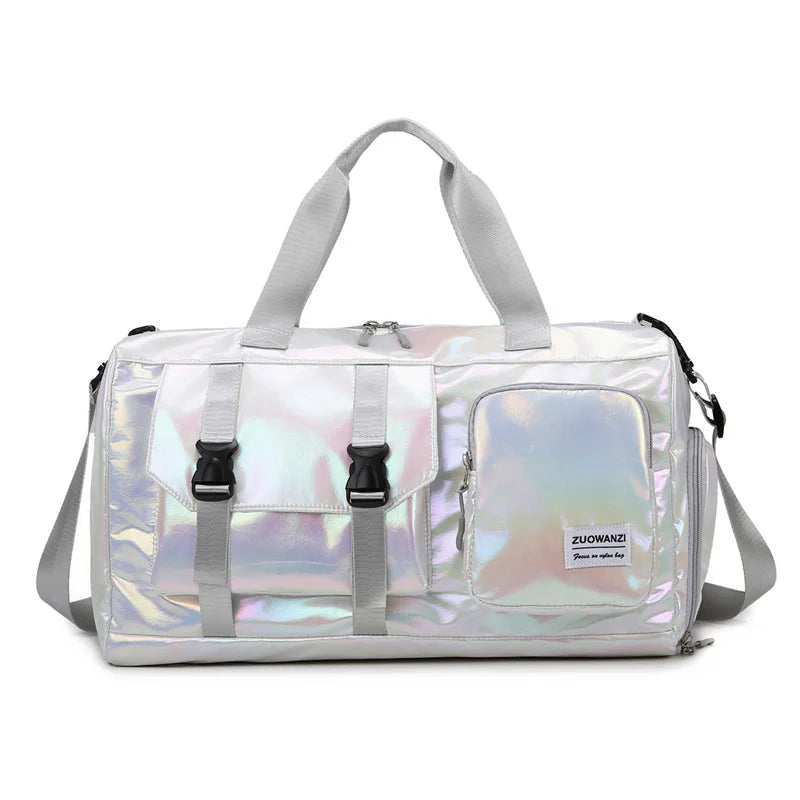 Custom Logo Women Travel Duffle Bag with Shoe Compartment Workout Gym Bag for Yoga Fitness
