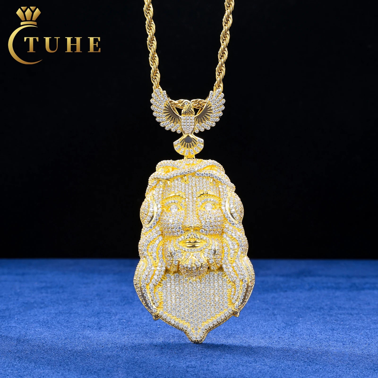 Full Zircon Diamond Brass 18K Gold Plated Custom Color Pendant Personalized Iced Out Jesus Eagles Pendant for Men