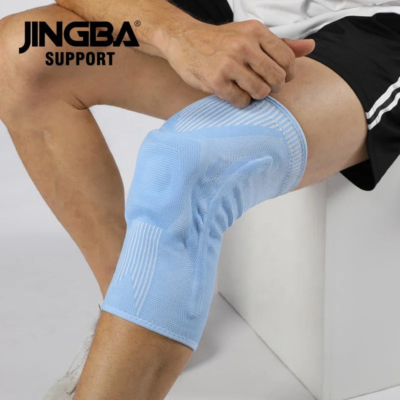JINGBA 2023 New Arrival Knee Brace Compression Sleeve Flexible Silicone Spring Support Elastic Knee Pad Pat Bone Protection
