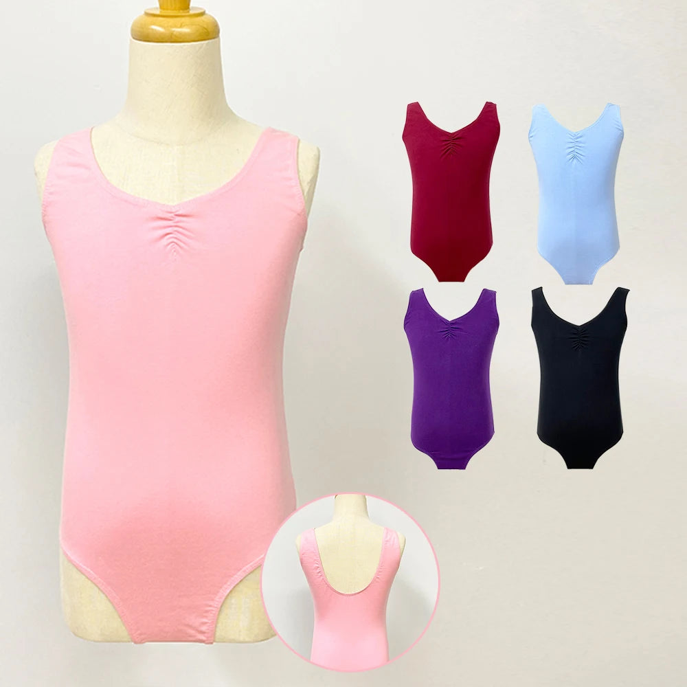 A8015 Girls Camisole Training Ballet Leotard Kids Dancewear Bodysuit with Wide Strap Wholesale Price Colorful Made of Cotton