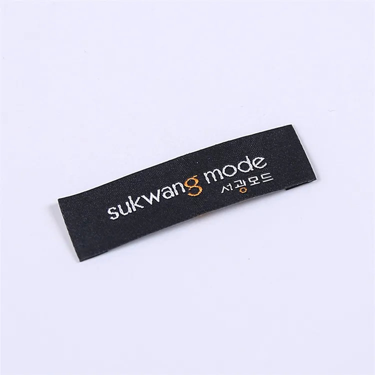 Wholesale Market No Minimum Organic Cotton Woven Label Satin Woven Neck Labels Custom for Private Clothing