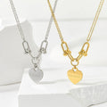Stainless Steel Clavicle Chain Love Pendant Necklace Geometric Heart Pendant Necklace for Lover Gifts