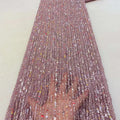 Luxury Handmade Purple Beaded Lace Fabric