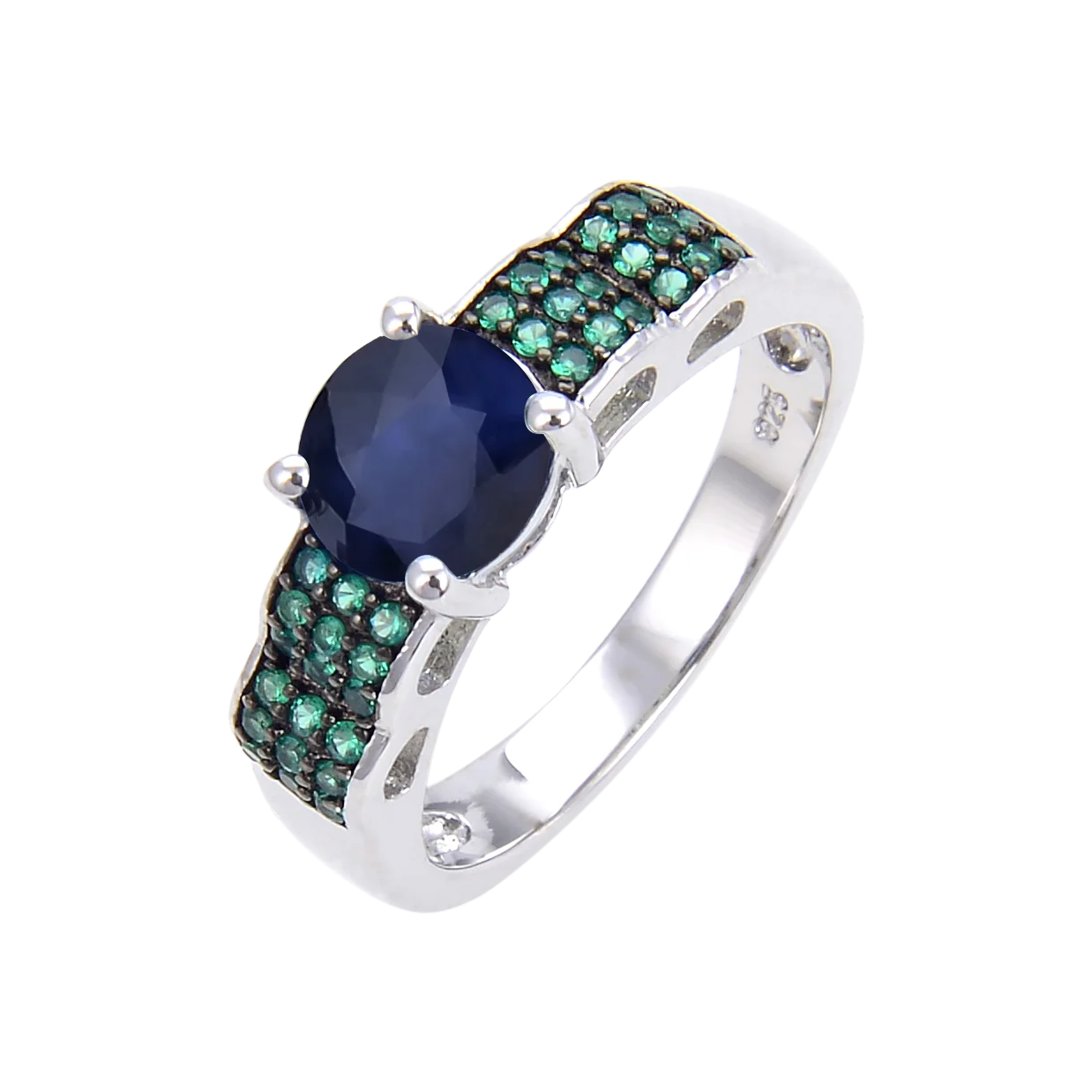 Abiding Handmade Gothic Ring Engagement Ring Diamond Silver 925 Rings Custom Finger Natural Sapphire Gemstone Women Jewelry